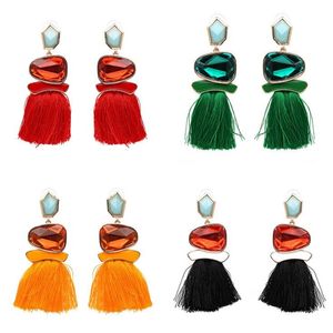 Boheemse stijl kwastje dangle kroonluchter oorbellen voor vrouwen hars kristal steen oorbellen sieraden mix groothandel