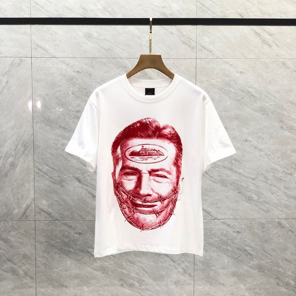 Europe UK 24SS Men face avec du fer à talons de fer à imprimé en fer Femmes T-shirts décontractés