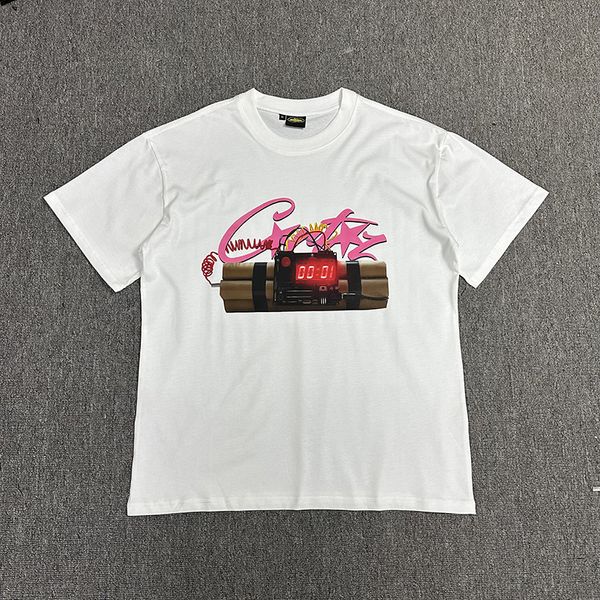 Europe UK 24SS Men Time Bomb Imprimé coton Tee Femme T-shirts décontractés T-shirts Summer Skateboard à manches Skateboard 0323