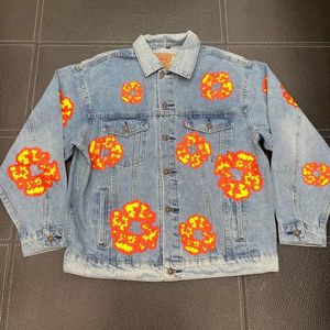 Europe Vintage Lovers Couples Denim Jacket met bloemenprint Korte bovenkledingjassen 23FW 16 november