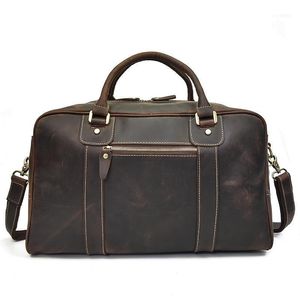 Europa Vintage Men Bag Big Cow Leather Duffle Retro Real Travel Bags1