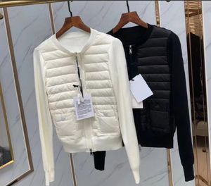 Europe Femmes Stand Collar bas manteau laine tricot d'épissage veste de design mince parkas mince parkas blanc couleur noire taille s-l