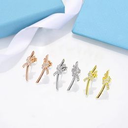 Europees 2023 925 Sterling Silver Ear Studs Knoop oorbel voor vrouwen Charm Modemerk Luxe fijne sieraden Liefdespaar geschenken 240408