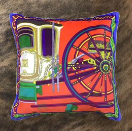 Européen 45 * 45 cm Taie d'oreiller Couverture Avec Gland Super Doux Velours Impression Double Face Signe De Chariot Cheval Designer Canapé Coussin Couvre Taie D'oreiller 2023071906