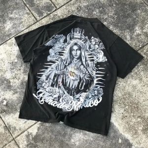 European American Angel Nun Gedrukt Oversized T-shirt Harajuku Casual Round Neck Y2K Top Gothic T-shirt met korte mouwen 240508