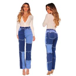 Europese Amerikaanse jeans bedelaar broek Patchwork Fashion Denim High Elastic Dames Jeans Dames High-Bomb Bombar Clothing 9063H1