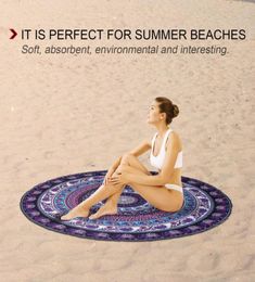 European American Round Shape Beach Towel Elephant Digital Polyester Couverture Table Yoga Sports MAT2579964