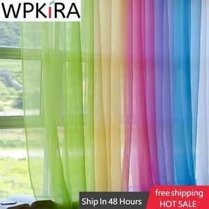 European American Style Multicolor Bay Window Screening Solid Door curtain Drape Panel Sheer Tulle for Living Room WP184#340 220525