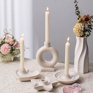 Europese Amerikaanse stijl eenvoudige elegante keramische kaarsenhouder foto rekwisieten huizendecoratie geschenken