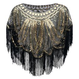 Vestido de noche retro europeo y americano de 1920 Tassel Tassel Showl Ball Ball Ball Ball Cape Cape Cape Women's