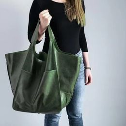 Européen et américain 2024 Nouveau sac simple Big En cuir souple Grand capacité une épaule sac à main sac à main