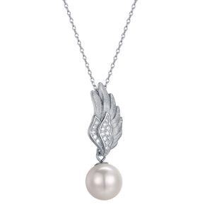 Ensemble d'ailes de qualité supérieure en argent 925S européen et américain avec pendentif en diamant complet Tempérament de la clavicule Collier de perles féminines simples