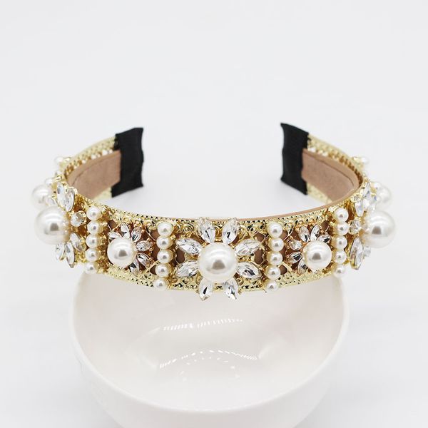Européen et américain baroque perle fleur géométrique bandeau soirée de danse rétro cour mode défilé de mode accessoires pour cheveux 992 V191220