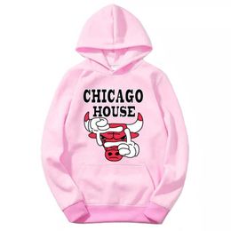 Europese en Amerikaanse basketbal Hoodies Street Pink Pink Sweater Losse Hooded Shirt Student Sport Class Service Custom