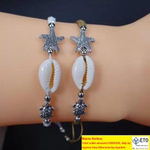 Bracelet européen et américain bracelet créatif en coquille d'étoile de mer Bracelet à main en étoile de mer de petite tortue