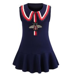 Europese en Amerikaanse kinderkleding lente en zomer nieuwe revers college stijl Romeinse katoenen vest rok meisjes katoenen jurk wy650