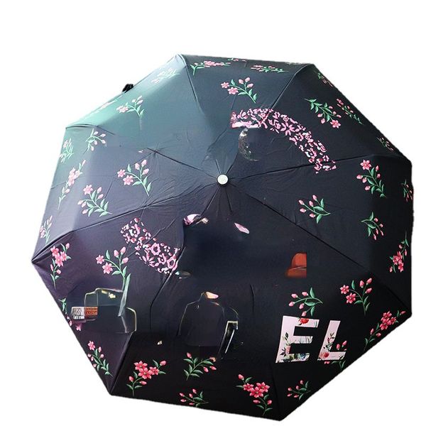 Paraguas creativo clásico europeo y americano, protección solar plegable automática, protección Uv, paraguas de sol con pegamento negro, paraguas de regalo para mujer