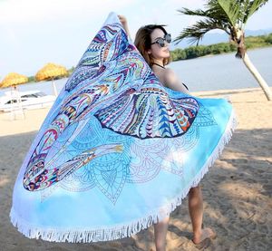 Europese en Amerikaanse creatieve modellen met kwastjes rond gedrukt strand handdoeken microfiber cape strand handdoek groothandel home decor yoga mat shaw