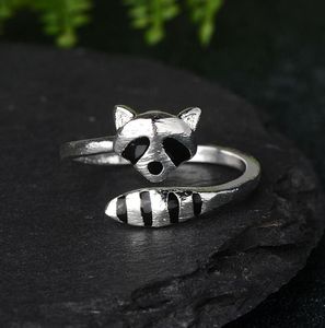 European and American creative new raccoon open ring female cute fox tail animal ring jewelry