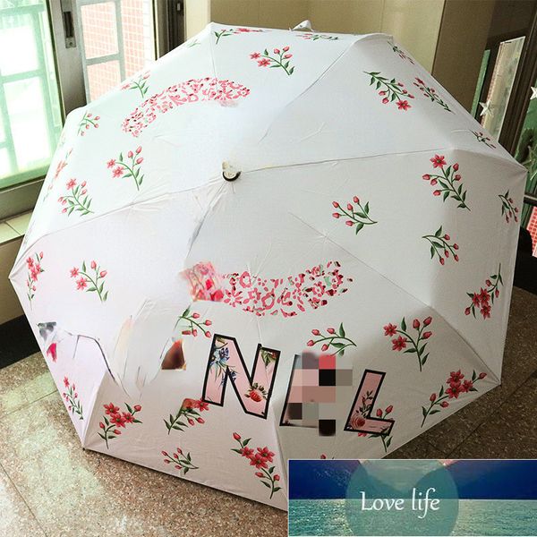 Paraguas creativo europeo y americano, protección solar plegable automática, protección Uv, paraguas de sol con pegamento negro, paraguas de regalo para mujer