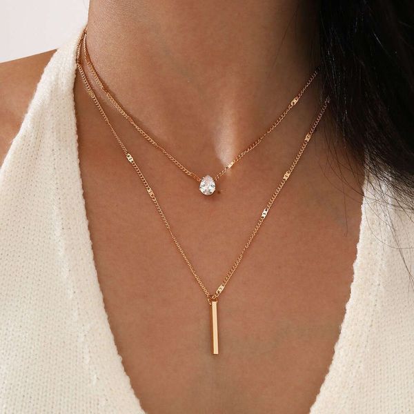 De nouveaux produits transfrontaliers européens et américains, mode personnalisée, collier pendentif à gland en forme de diamant à double couche, collier,