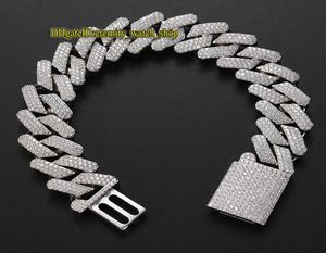 Europese en Amerikaanse CZ Diamond ingelegd 20 mm Solid Big Gold Cubaanse ketting vol diamanten Big Box Buckle Mens armband Iced Cub2870770