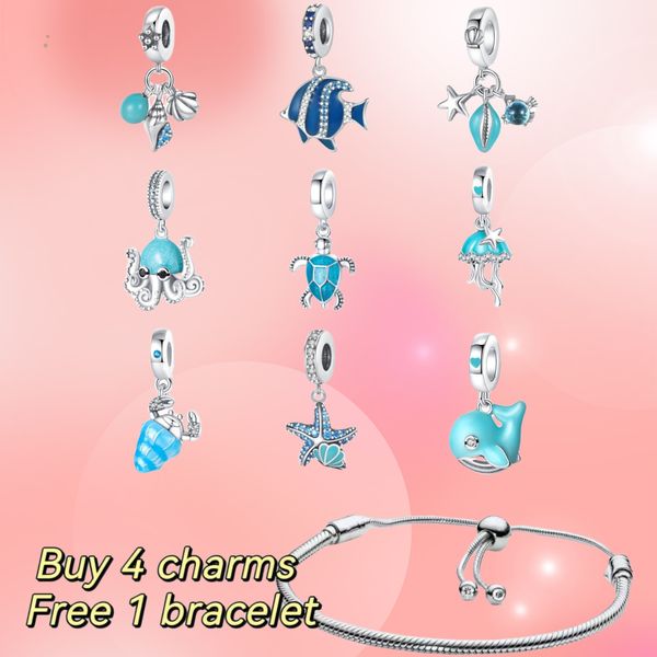 Diseñadores europeos y americanos Bracelets Diamond Ocean Series Diamond Animal Pendants Fit Panda Bracelets Collares de regalo de joyas para mujeres Al por mayor