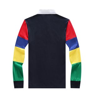 Polos en coton brodés européens et américains chemise hommes à manches longues section mince coutures de luxe légères contraste couleur mode décontractée T-shirt urbain