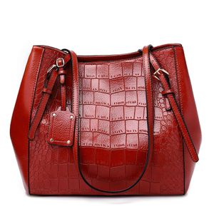 Europese en Amerikaanse mode big bag 2019 nieuwe effen kleur handtas krokodillenpatroon draagtas mode handtassen