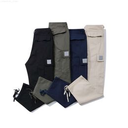 Pantalones cargo con lavado multibolsillos de algodón a cuadros de lujo para hombre, pantalón informal, holgado, de diseñador de moda europeo y americano