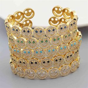 Bracelet Ouvert Visage Smiley Diamant Rétro Mode Européenne Et Américaine Pour Femmes246A