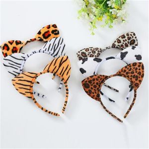 Moda europea y americana aro de pelo corto de felpa Orejas de gato (pan en forma de oreja de gato al vapor) accesorios para el cabello de fiesta de leopardo tigre novedad AB10