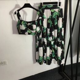 Ensemble de jupe longs de la suspension du commerce extérieur européen et américain, une grande jupe swing imprimée de style occidental pour femmes, une sensation de drapé, une minceur pour une usure extérieure