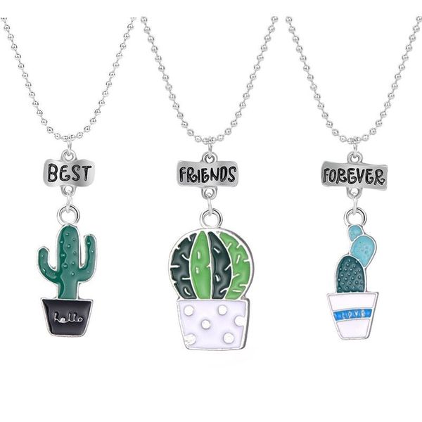 Amis européens et américains pour toujours collier Cactus plante en pot pendentif BFF bijoux pour enfants enfants colliers W220423