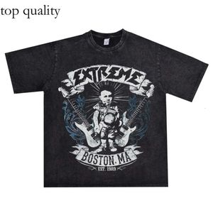 T-shirt européen et américain Rock Rock Extreme T-shirt lavé et usé T-shirt à manches courtes coton pur pur unisexe Punk Tees y2k 114