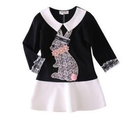 Europese en Amerikaanse high-end kinderkleding meisjes Romeinse katoenen patch jurk herfst nieuwe kinderen lange mouwen prinses rok WY351