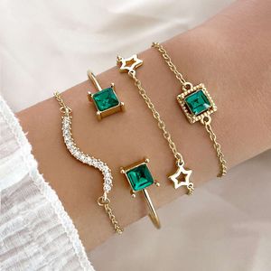 Europese en Amerikaanse hoogwaardige charme Emerald Set van 4 mode sieraden armbanden vrouwen