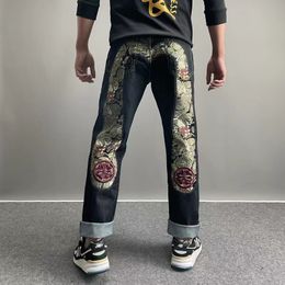 Jean hip-hop européen et américain imprimé hipster, pantalon droit à jambes larges