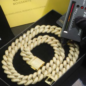 Europese en Amerikaanse hiphopmannen 20mm Hiphop Link Chain Moissanite ketting sieraden Iced Cubaanse ketting ketting