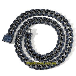 Bracelet hip hop hip bracelet flip boucle bleu diamant chaîne cubaine Chaîne noire or collier glacé pour hommes de diamant