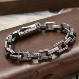 Hip-hop europeo y americano S925 plata esterlina vid hierba patrón personalizado diseño creativo Retro hombres pulsera joyería