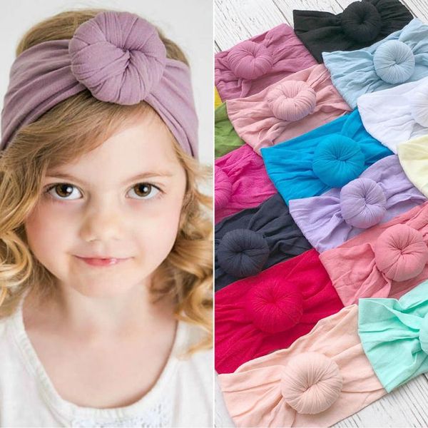 Européen et Américain Infant Toddles Turban Nylon Bandeau Bandeau De Cheveux Chapeaux Super Soft Ball Style Bohème Large Bandeau De Cheveux 21 Couleurs A209