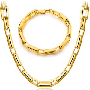 Cadenas Collar chapado en oro largo europeo y americano Pulsera de oro grueso Joyería de moda para hombre 50 cm 20 cm1