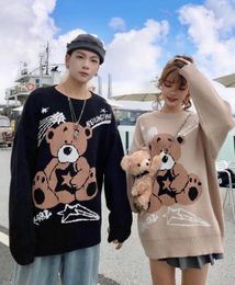 Europäische und amerikanische Liebhaber Herbstpullover Winter Ins Trend Bär Cartoon Herren Damen 2021 fauler Mantel