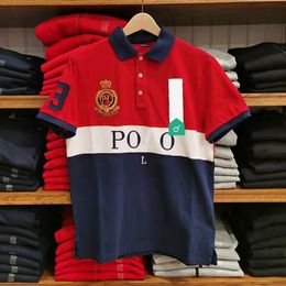 Produits de luxe européens et américains Polos Shirt Hommes Manches Courtes Casual Couleur Correspondant Coton Plus La Taille Broderie Marque De Mode T-shirt s-5XL