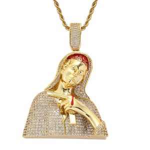 Pistolet Madonna européen et américain dégoulinant de sang pendentif collier personnage portrait rétro punk hip hop accessoires