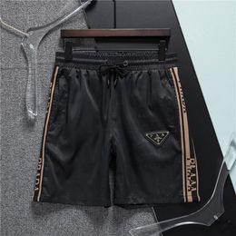 Designer herenshorts zwart Europese en Amerikaanse luxe stijl driehoek board merk puur katoen anti-rimpel ademend sneldrogend strandzwembroek3XL