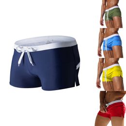 Short de bain à lacets pour hommes européens et américains, design coloré avec poche arrière, short de plage respirant à séchage rapide, boxer à lacets