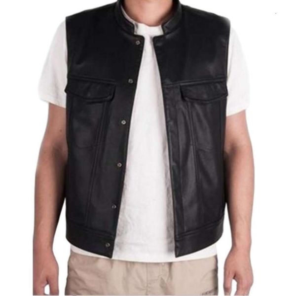 Tendance de la mode masculine européenne et américaine, gilet surdimensionné, veste en cuir décontractée, gilet d'épaule et pince à cheval