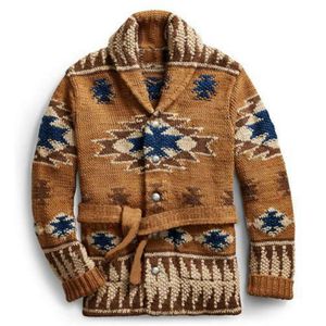 Pulls jacquard industriels lourds pour hommes européens et américains, cardigans épais d'automne et d'hiver, vestes pull tricotées à lacets